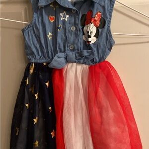 Disney Junior, Minnie, mouse size 12 months sleeveless Jean, top red white blue